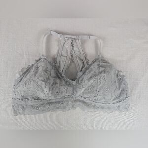 Aerie Lace Bra Gray Racer Back Racerback Laced Sexy Padded Soft Womens Size XL